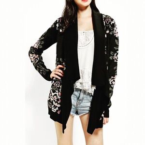 Urban Outfitters floral black sweater cardigan